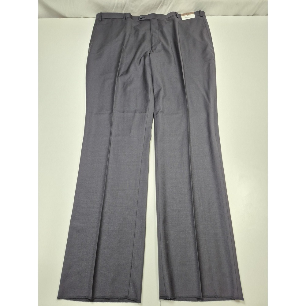 Prontomoda Suit Pants Mens 44x36 Navy Super 140s Wool Flat Front Unhemmed NWT